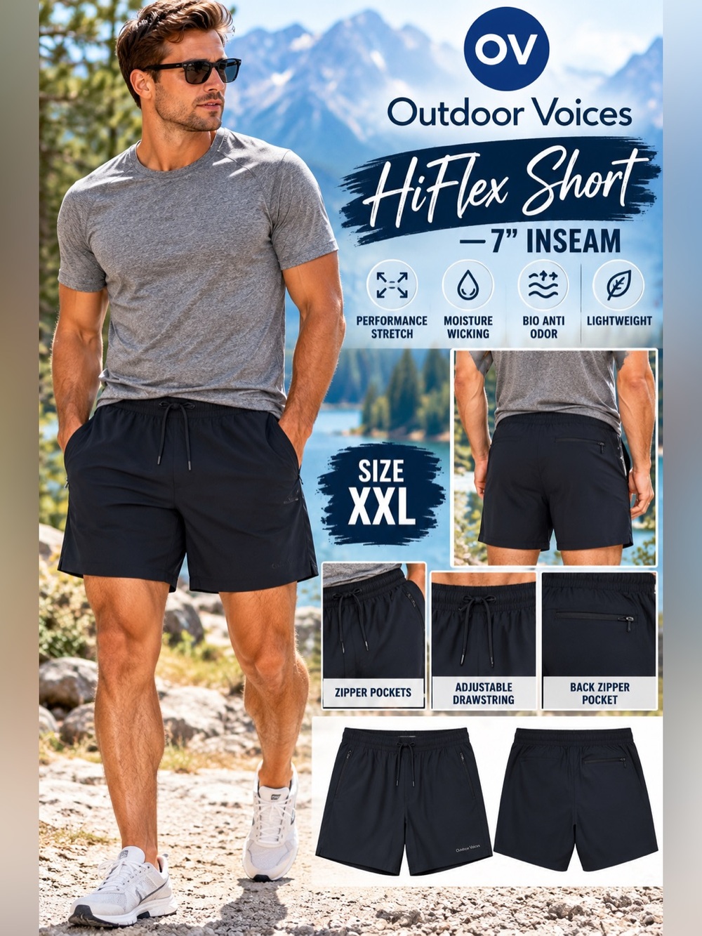 Outdoor Voices HiFlex Men's Athletic Shorts - Black